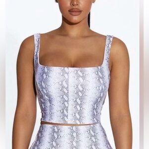 Naked Wardrobe - Snake Skin Lace Up Crop Top